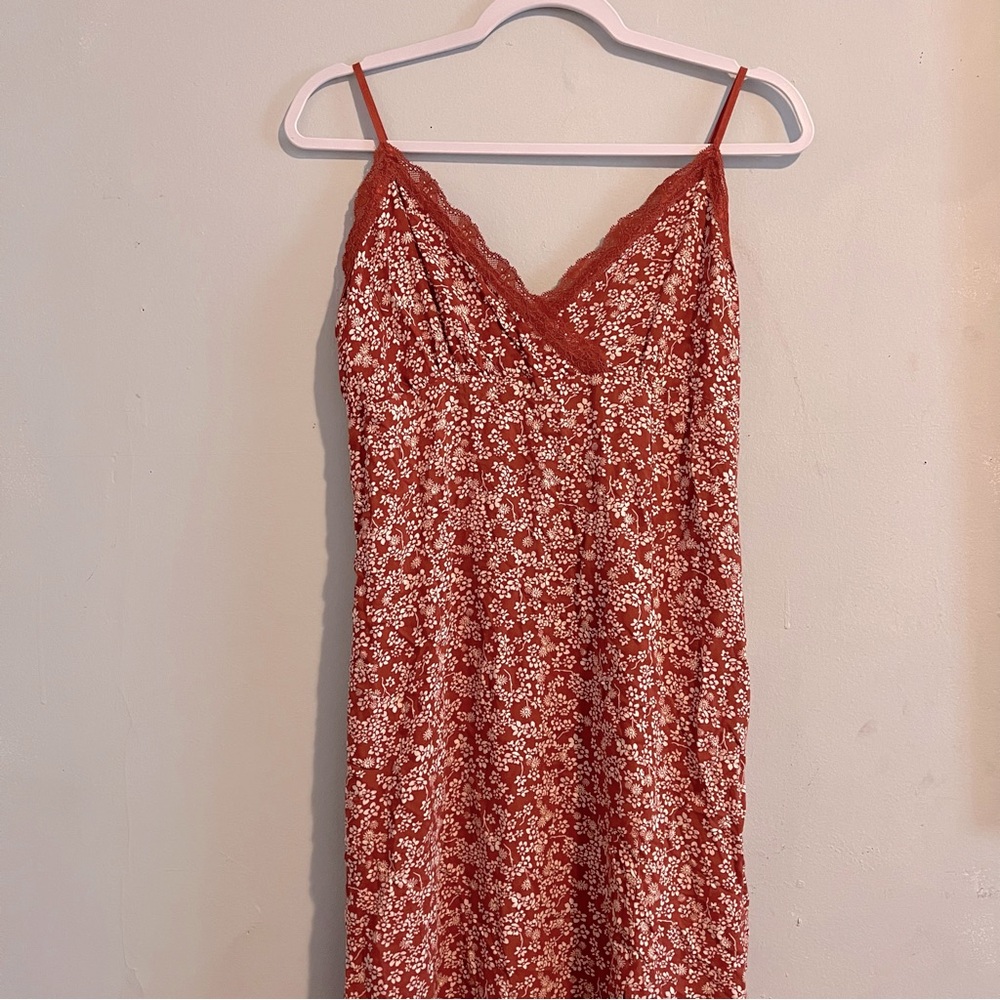 Floral Lace Trim Slip Dress